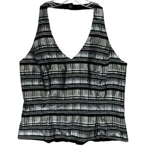 Xscape Y2K Metallic Stripe Halter Top 14 Peplum Glam Cocktail Party 14 Fit 12 10